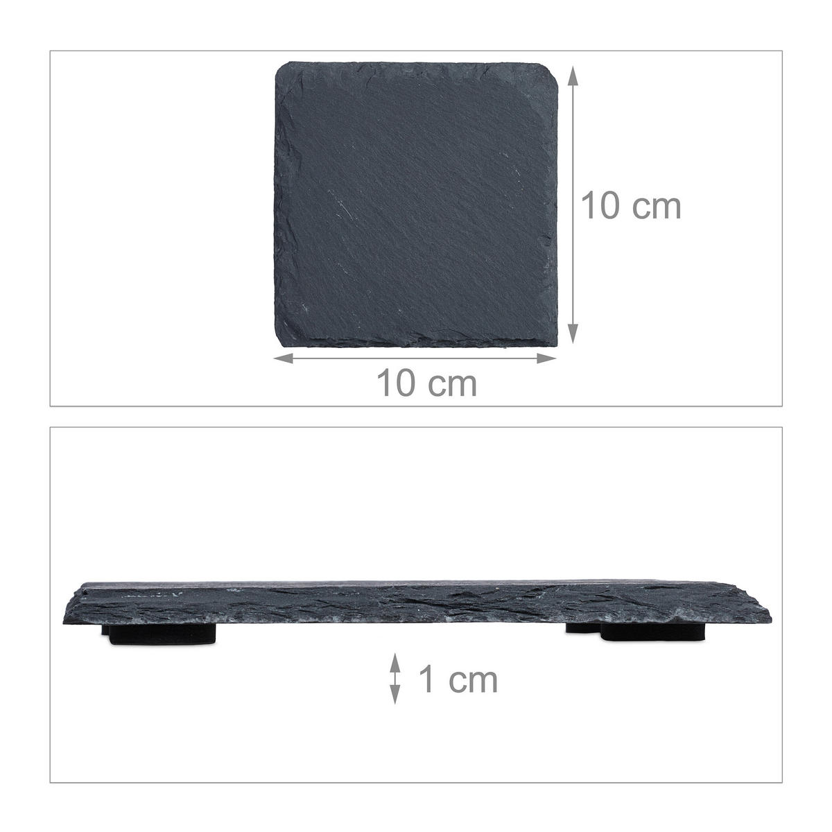 16XPODLOŽKY z bridlice - antracitová, textil/kameň (10/10cm) - Relaxdays