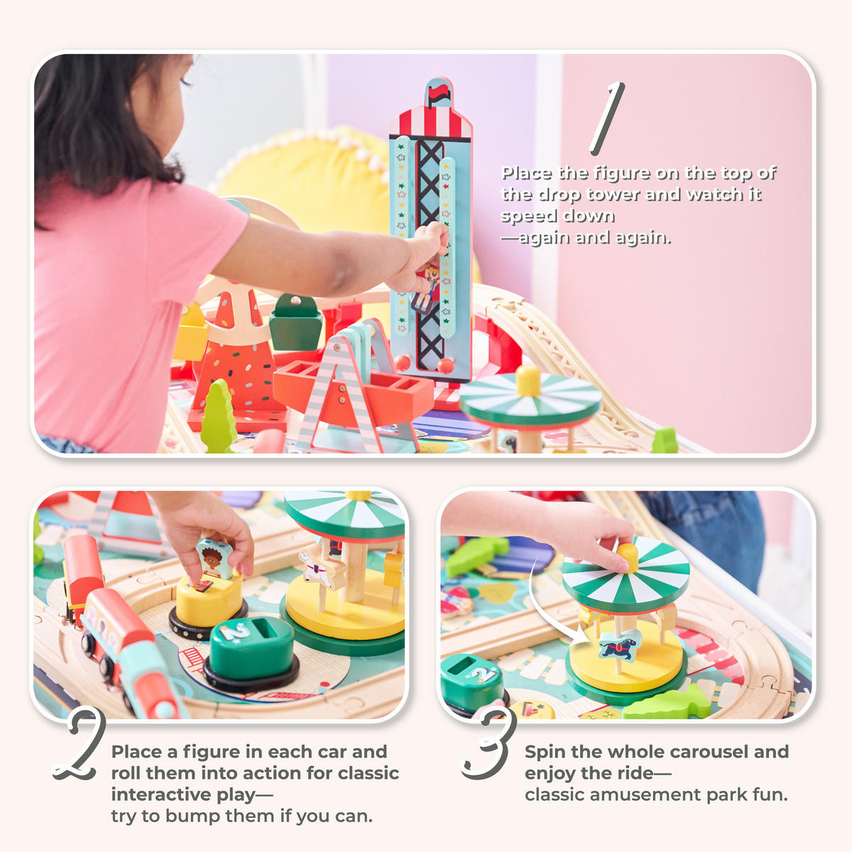 EISENBAHN Spieltisch mit 6 Mini-Spielen & Aufbewahrung, Mehrfarbig, 30cm - Multicolor, Holzwerkstoff (47/62cm) - Teamson Kids