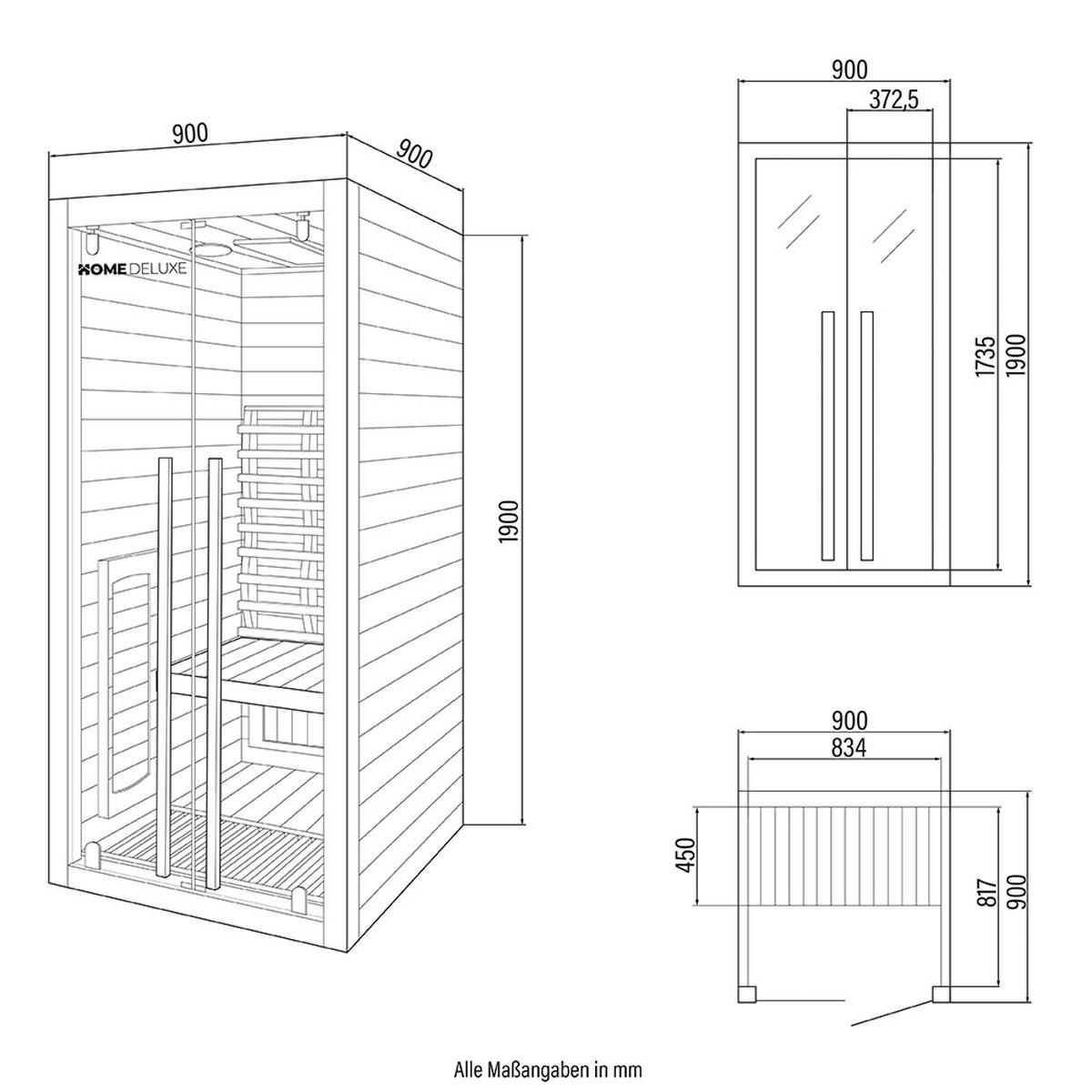 INFRAROTKABINE SONORA S - Größe: S - Naturfarben, Holz (90/190/90cm) - Home Deluxe