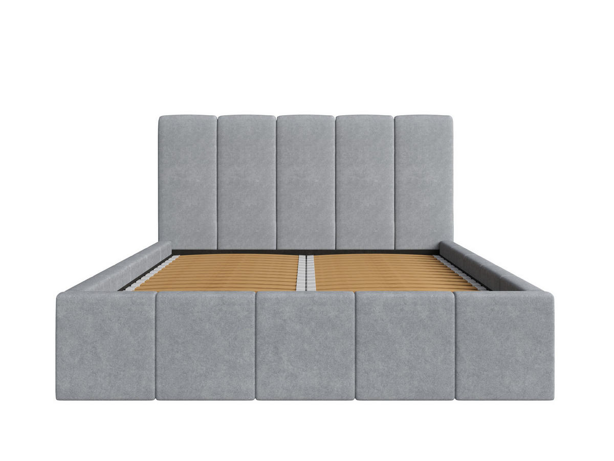 POLSTERBETT AURELIA – 160×200 cm mit Bettkasten und anhebbarem Lattenrost Grau - Grau, Holzwerkstoff (160/200cm) - Milaros Markt
