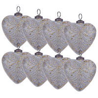 WEIHNACHTSKUGEL 8er Set Glas Grau Feriable - Dunkelgrau/Silberfarben, Glas (11/13/10cm) - Beliani