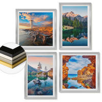 WANDBILDER 4er Set - 50x50 cm & 40x60 cm Silberner Rahmen - Spiegelung der Felsen in Bergseen - Silberfarben, Kunststoff (50/50cm) - ArtPrintCave
