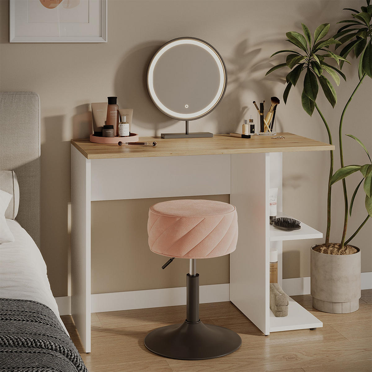 PSACÍ STŮL Simple Bílá/Artisan - bílá/světle šedá, kompozitní dřevo (50/100/76cm) - Vicco