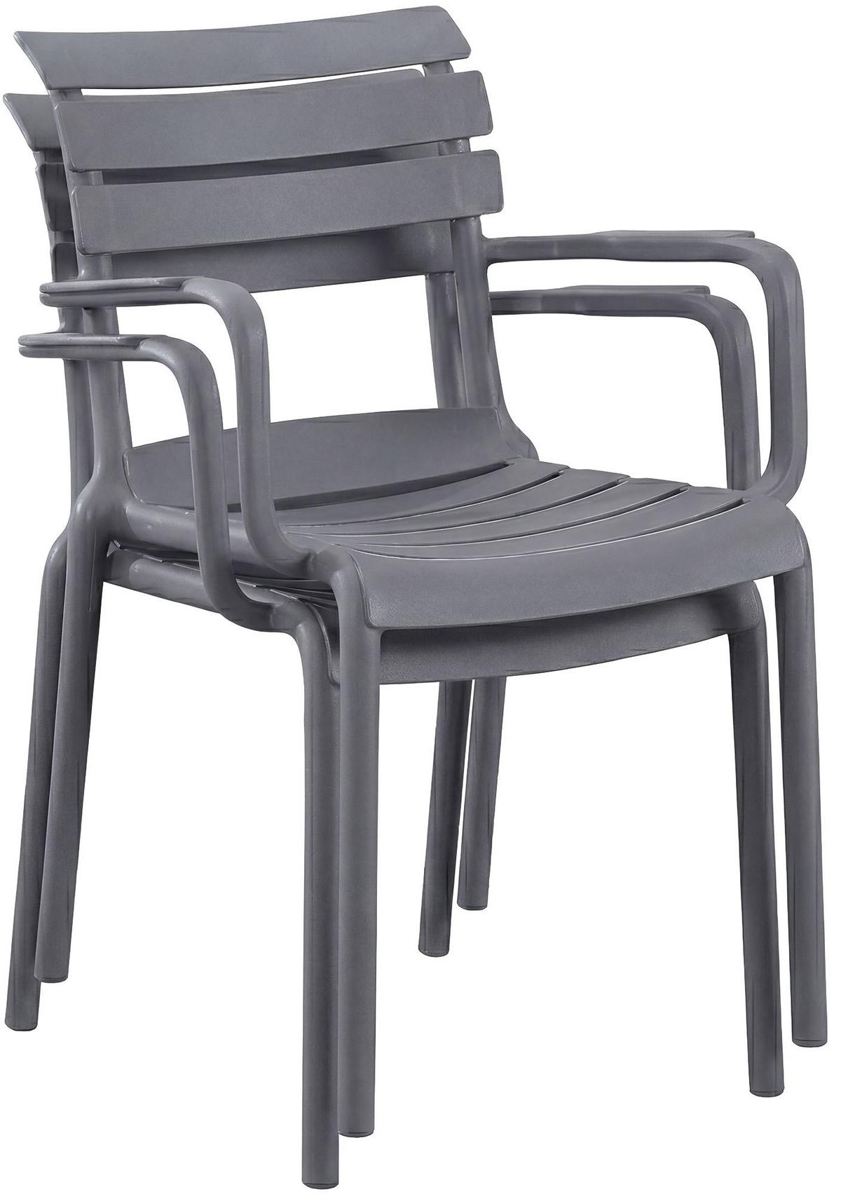 GARTENMÖBEL-SET Nora 2 Stühle 186x72x82cm Kunststoff Dunkelgrau Balkonset - Dunkelgrau, Kunststoff - DELUKE
