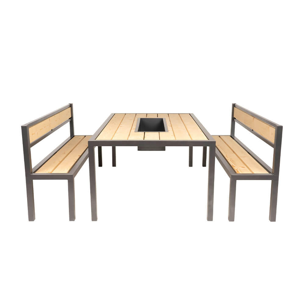SITZGARNITUR NAXOS - Anthrazit, Holz/Metall (43/200/90cm) - Home Deluxe