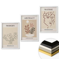 WANDBILDER 3er-Set - 40x60 cm Weißer Rahmen - Moderne Pflanzenlinien - Weiß, Kunststoff (40/60cm) - ArtPrintCave