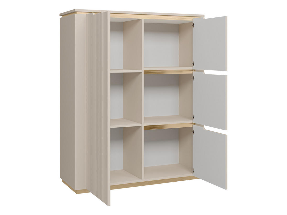 KOMMODE Hilafin 4D - Sandfarben/Goldfarben, Holzwerkstoff/Kunststoff (106/131/40cm) - MIRJAN24