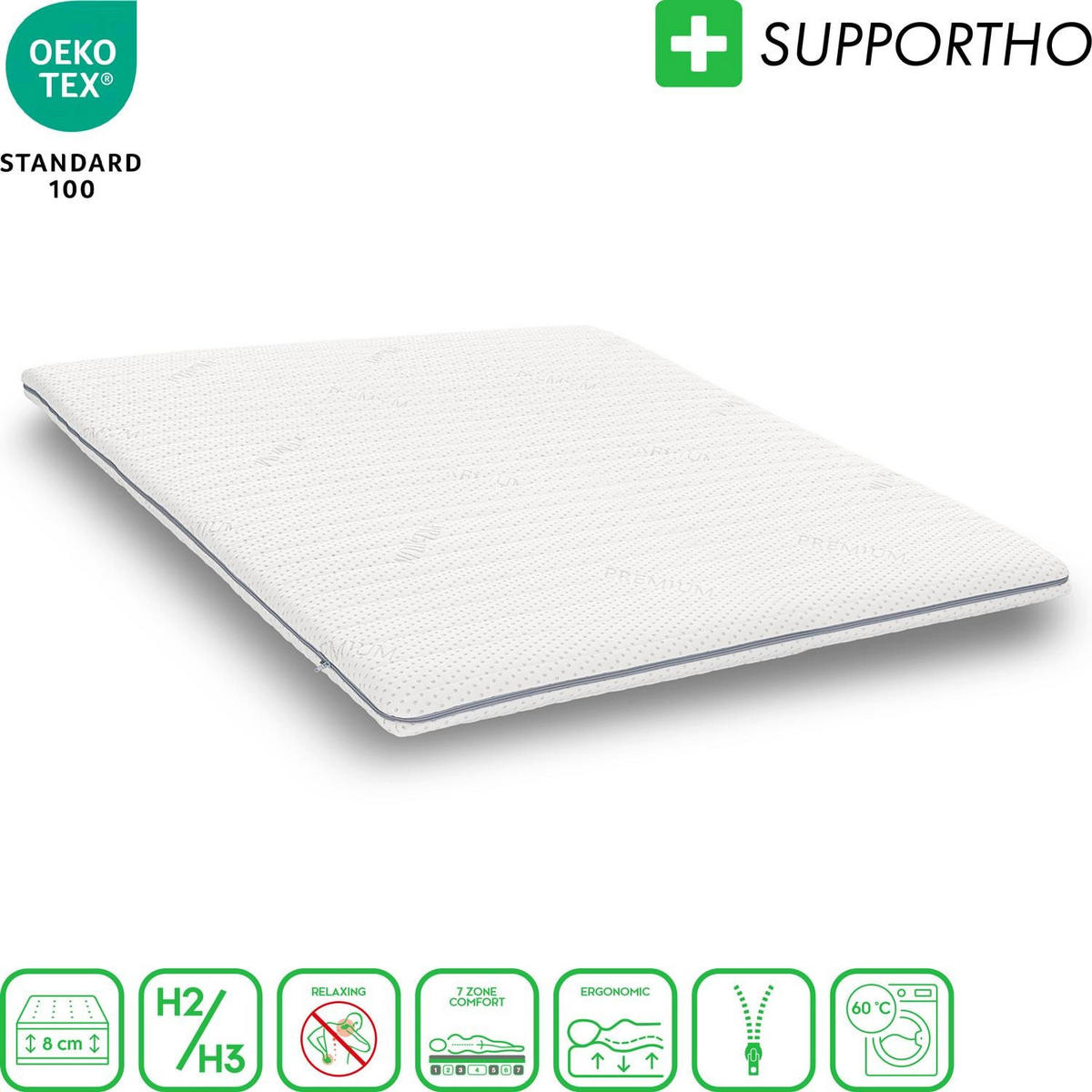 TOPPER Premium 200x200 cm - Weiß, Textil (200/200cm) - Supportho