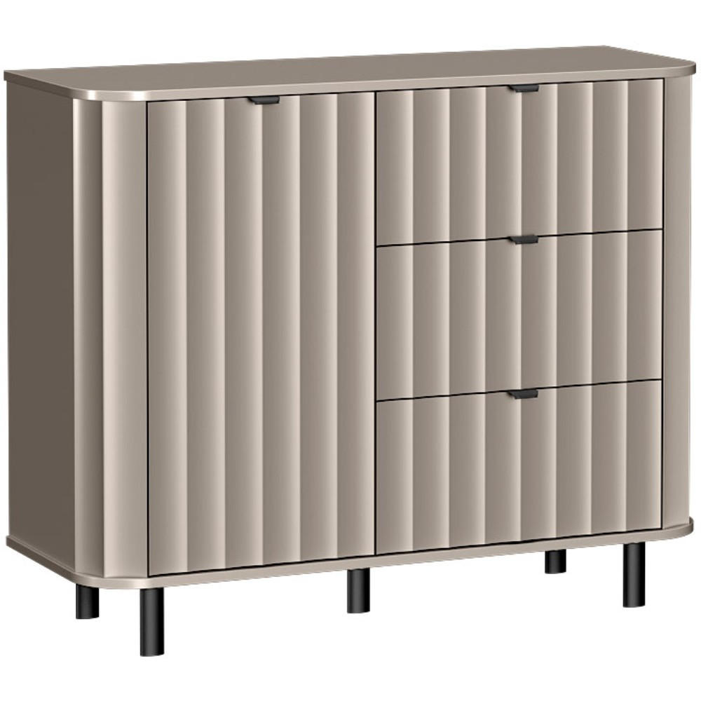 KOMMODE Nevada mit drei Schubladen 118 cm Taupe - Taupe/Schwarz, Holzwerkstoff/Metall (118/91/41cm) - Beautysofa