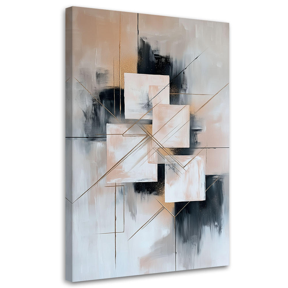 LEINWANDBILD Abstraktion Geometrische Quadrate 40x60cm - Grau, Textil (40/60cm) - Feeby