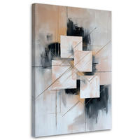 LEINWANDBILD Abstraktion Geometrische Quadrate 40x60cm - Grau, Textil (40/60cm) - Feeby