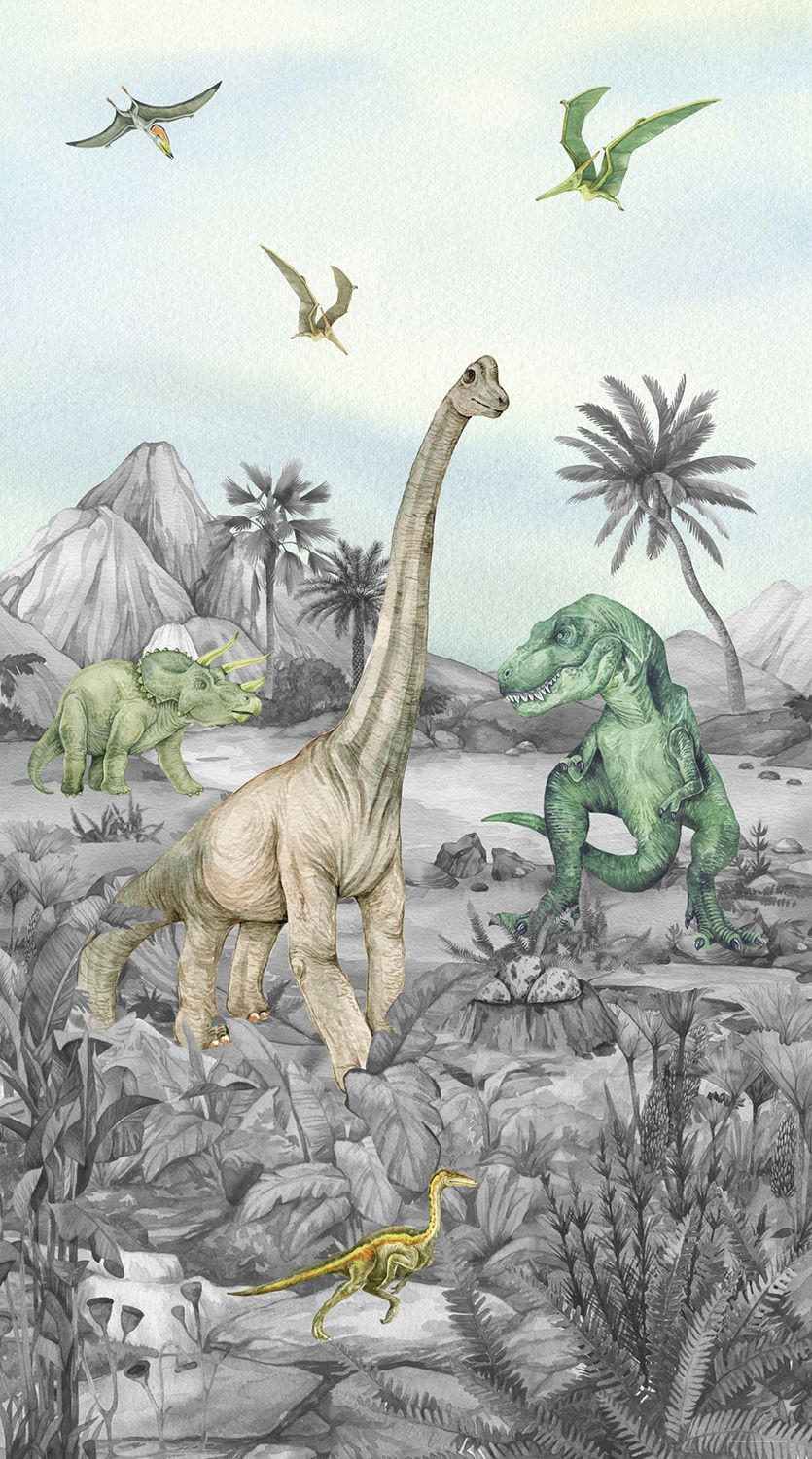 FOTOTAPETE Dinosaurier 270 x 150 cm - Grün, Papier (270/150cm) - Sanders & Sanders