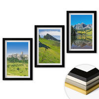 WANDBILDER 3er-Set - 20x30 cm Schwarzer Rahmen - Grüne Hügel mit einer Burg - Schwarz, Kunststoff (20/30cm) - ArtPrintCave