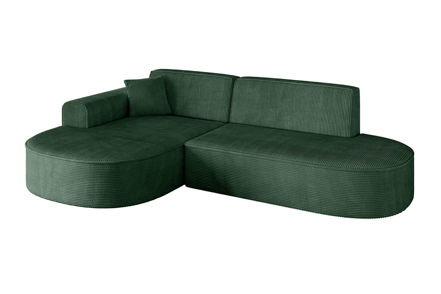 ECKSOFA Ottomane Links MARI-L1 - 232x163x73,5 cm Grün Cord - Schwarz/Grün, Holzwerkstoff/Kunststoff (163/234cm) - ALTDECOR