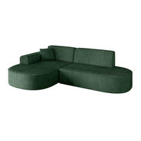 ECKSOFA Ottomane Links MARI-L1 - 232x163x73,5 cm Grün Cord - Schwarz/Grün, Holzwerkstoff/Kunststoff (163/234cm) - ALTDECOR