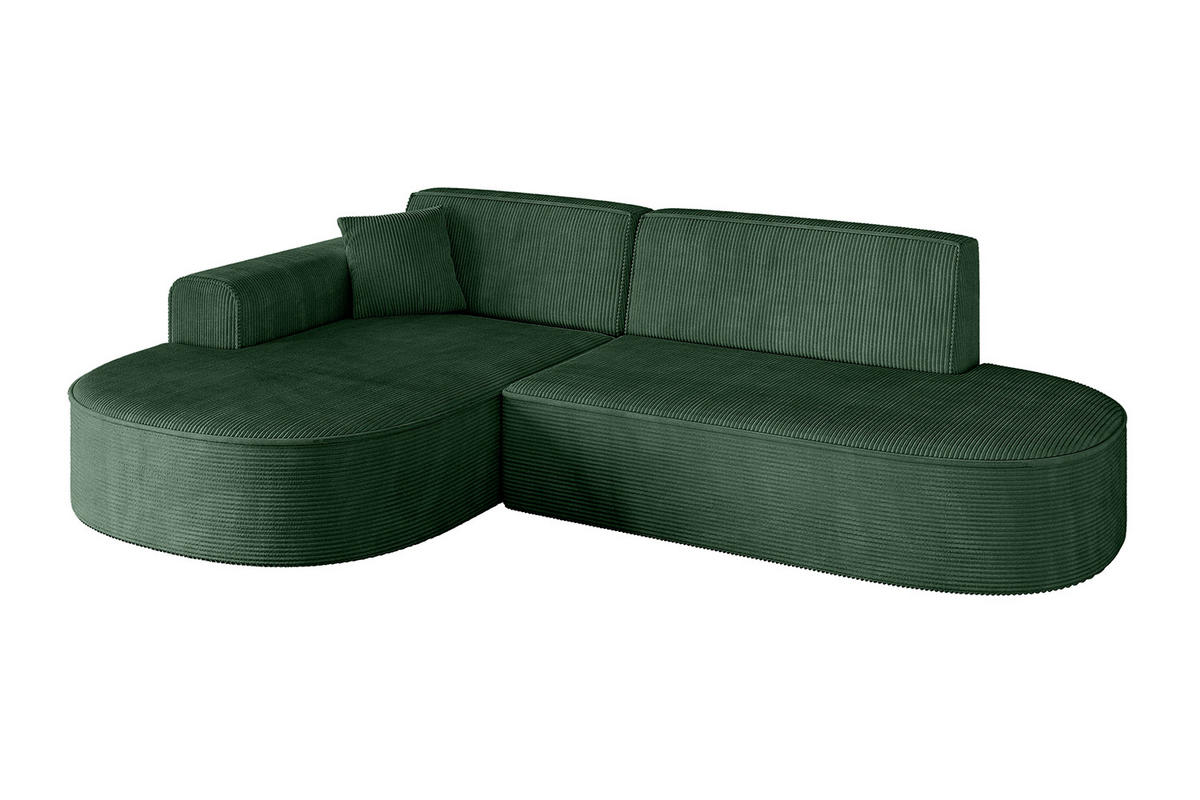 ECKSOFA Ottomane Links MARI-L1 - 232x163x73,5 cm Grün Cord - Schwarz/Grün, Holzwerkstoff/Kunststoff (163/234cm) - ALTDECOR