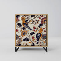 SIDEBOARD EMINENT HOOPOE, Eichefarben, 57,5x42x67,5 cm, Schwarze Metall-Rahmenfüße - Eichefarben/Multicolor, Holzwerkstoff/Metall (57.5/67.5/42cm) - SpaceRebels
