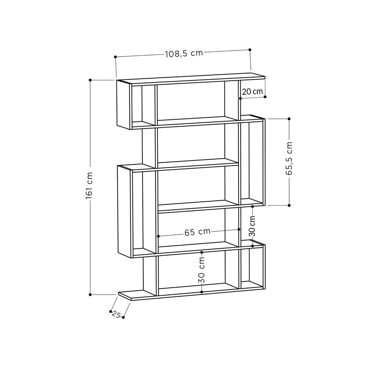 BÜCHERREGAL Mito - 108/25/161 cm - Weiß, Holzwerkstoff (25/161/31cm) - Calicosy