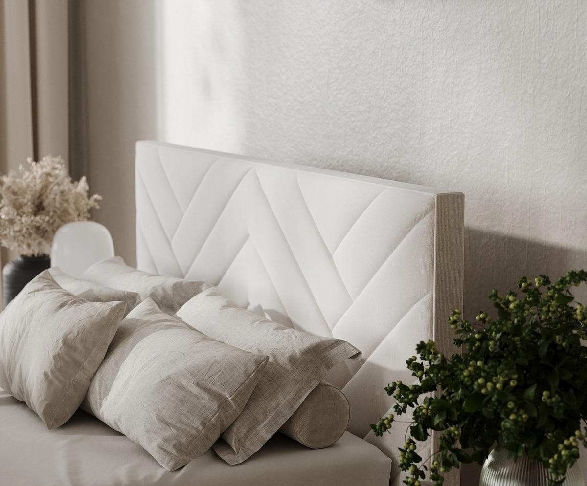 POLSTERBETT Arco 140/200 cm Creme im Paros Stoff - Creme/Schwarz, Holz/Holzwerkstoff (140/200cm) - AltaBeds