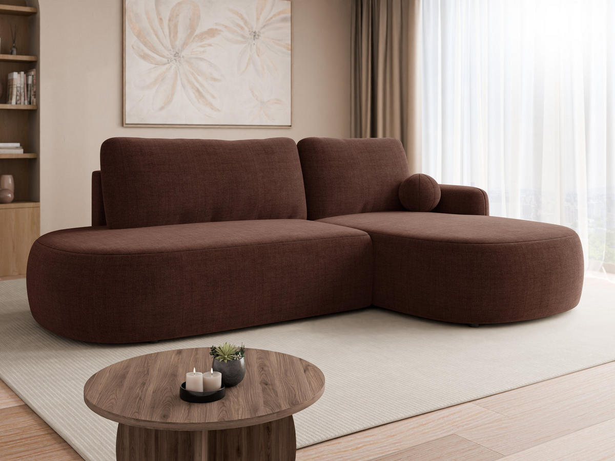 COLTAR Loridu O Premium, Dreapta - culoare lemn de nuc/negru, material plastic/material textil (174/274cm) - MIRJAN24
