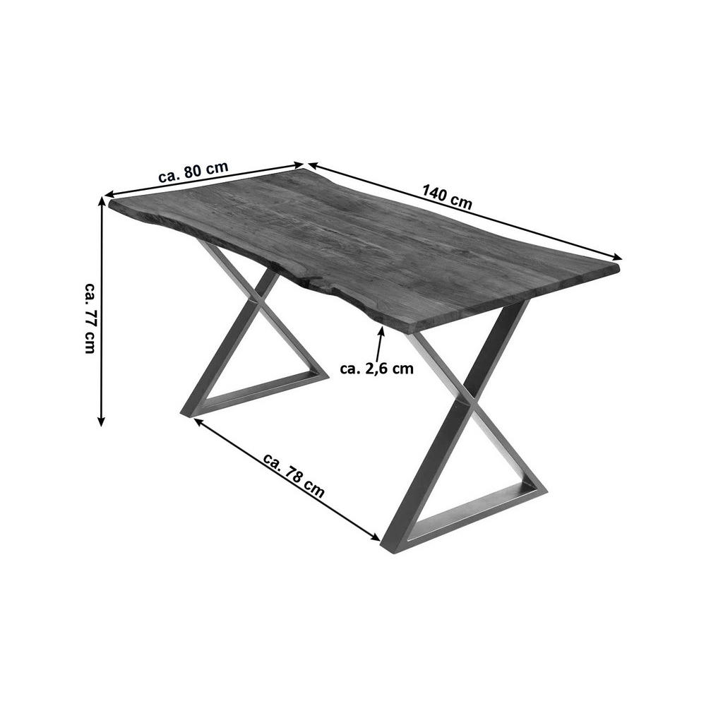 Thumbnail - SAM Esstisch, Braun, Holz, Echtholz,Akazie, Rechteckig,Quadratisch, X-Form, 140x77x80 cm, Esszimmer, Tische, Esstische