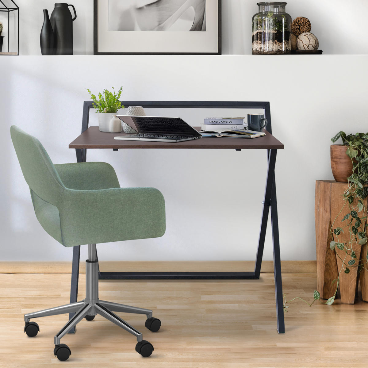 BÜROTISCH Schwarz - Schwarz, Holzwerkstoff (102.9/85.1/102.9cm) - Teamson Home
