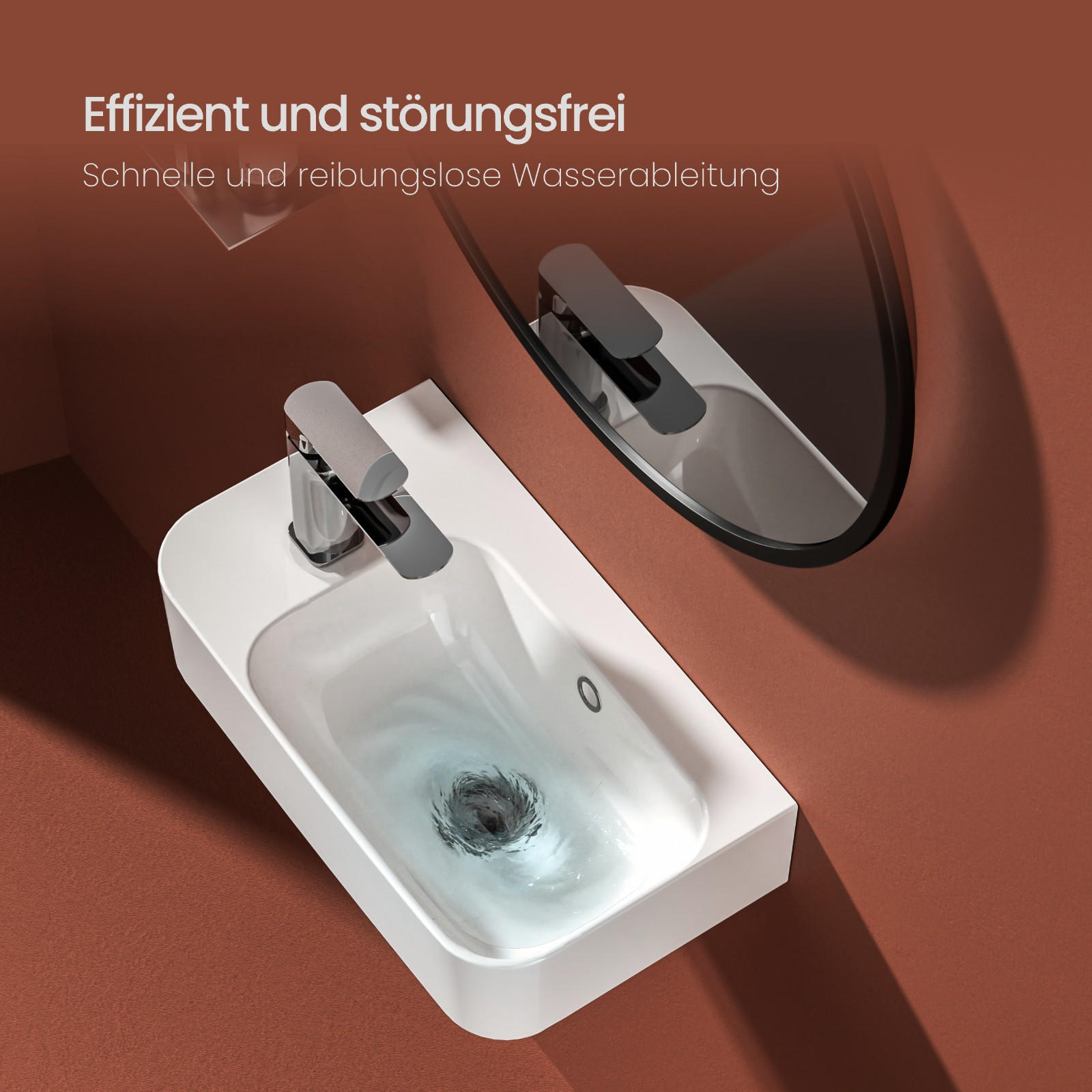 WASCHBECKEN Rechteckig Mit Hahnloch rechts Weiß 45 / 26,5 / 15,6 cm - Weiß, Keramik (26.5/15.5/45cm) - EMKE