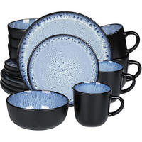 GESCHIRRSET 16-teilig Steingut für 4 Personen - Blau, Keramik (26.6/6.9/26.6cm)