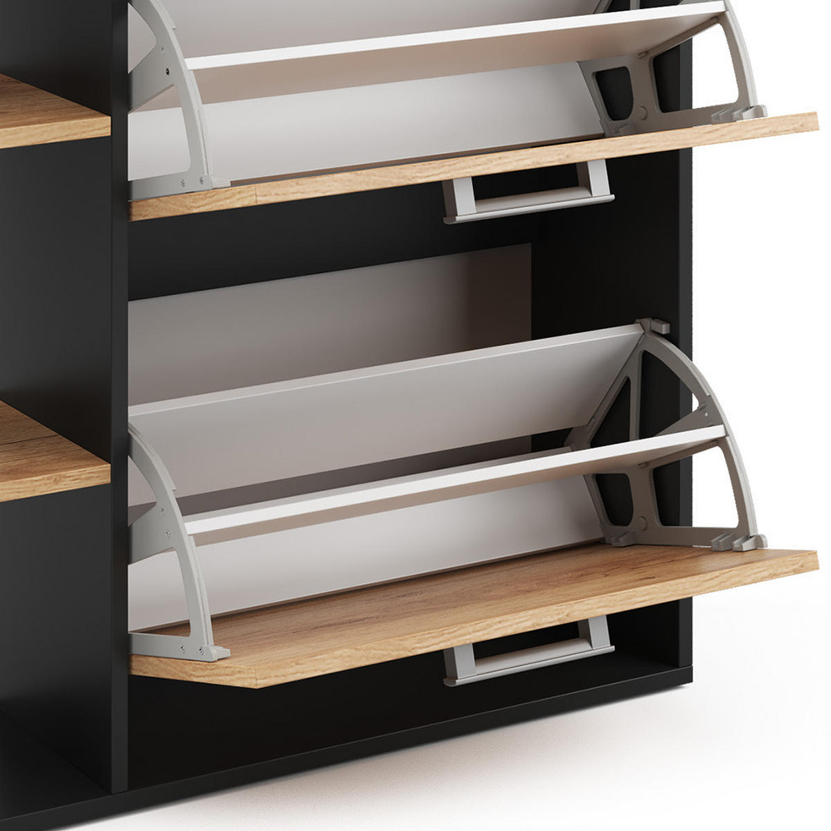 SCHUHKIPPER Orlando Goldkraft Eiche 24.5 x 90 cm 2 Fächern - Anthrazit/Eiche Wotan, Holzwerkstoff (24.5/90/80cm) - Vicco