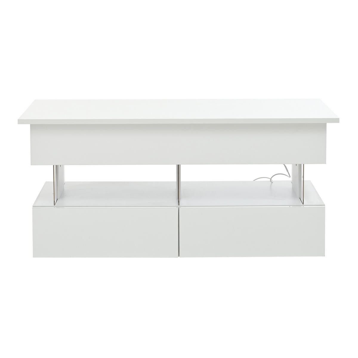 COUCHTISCH 100/50/46 cm weiß aus MDF mit Hubfunktion und LED - Weiß, Holzwerkstoff (100/50/46cm) - OKMYHOME