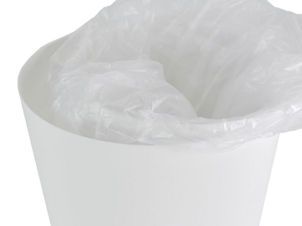 PAPIERKORB Rin weiß 23/28/23 cm rund mit Holzabdeckung - Weiß, Metall (23/28/23cm) - Yamazaki