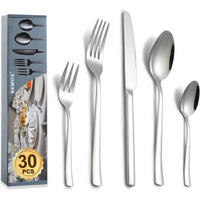 BESTECKSET 30-teilig Edelstahl Hochglanzpoliert Silber - Silberfarben, Metall