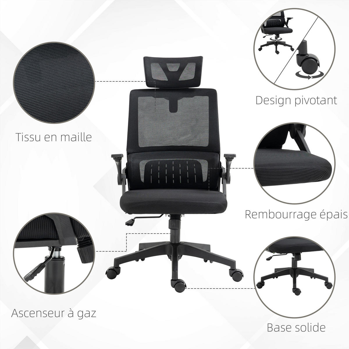 DREHSTUHL DE-11694 ergonomisch neigbar Schwarz - Schwarz, Textil (61/121.5/60cm) - ComfortXL