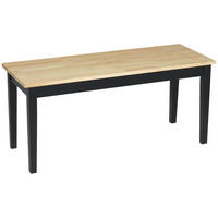 SITZBANK 2-Sitzer Essbank Holzbank, Küchenbank für Eingang bis 220 kg belastbar - Schwarz/Naturfarben, Holz (36/45/102cm) - HOMCOM