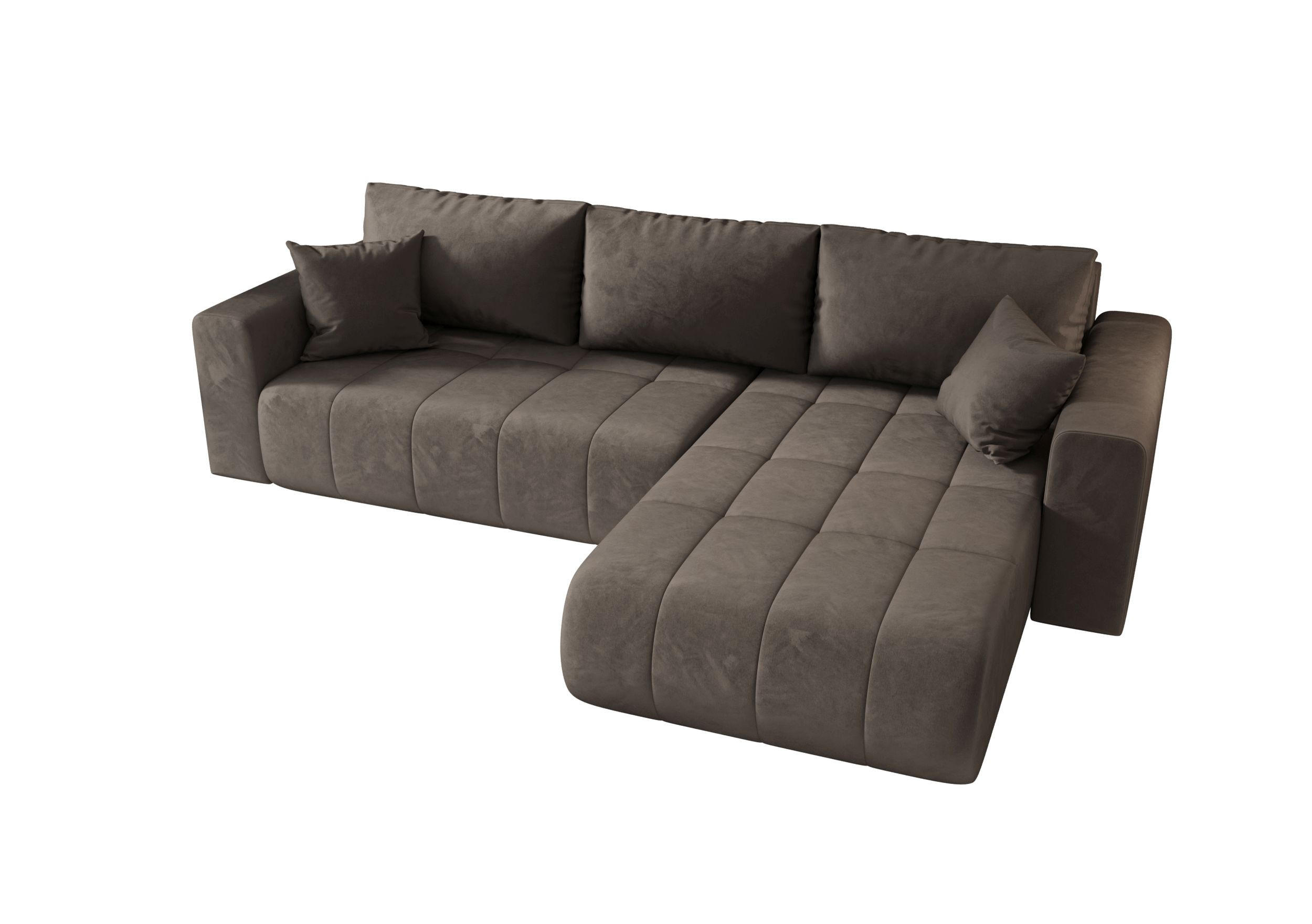 ECKSOFA mit Schlaffunktion MILO R Monolith 15 Rechts - Braun, Textil (280/175cm) - Bedante