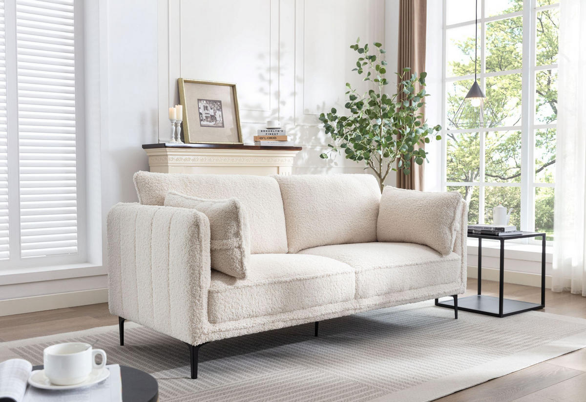 SOFA Wolle Weiß - Weiß, Textil (195/86/85cm) - Nordlys