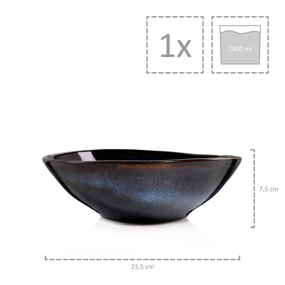 SALATSCHALE TOKIO - aus Steingut - Schwarz, Stein (23.5/23.5/7.5cm) - Sänger