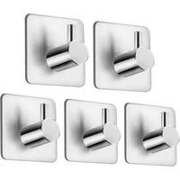 WANDHAKEN 5-teiliges Set Edelstahl selbstklebend - Silberfarben, Metall (4.5/2.7/4.5cm)