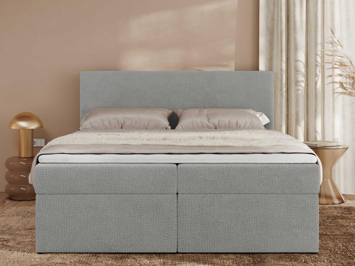 BOXBETT JAGUAR 140/200 - Hellgrau Struktur - H3 - Hellgrau, Holz/Textil (140/200cm) - MKS