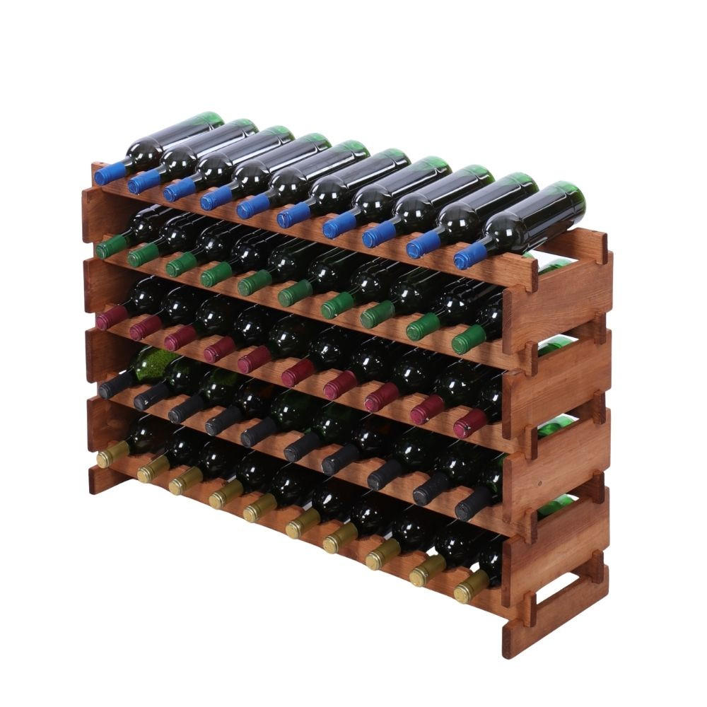 WEINREGAL VINOTECA FLEX PRO HxBxT 65x103x28cm 50 Flaschen auf 5 Ebene Braun geölt - Braun, Holz (103/65/28cm) - PROREGAL