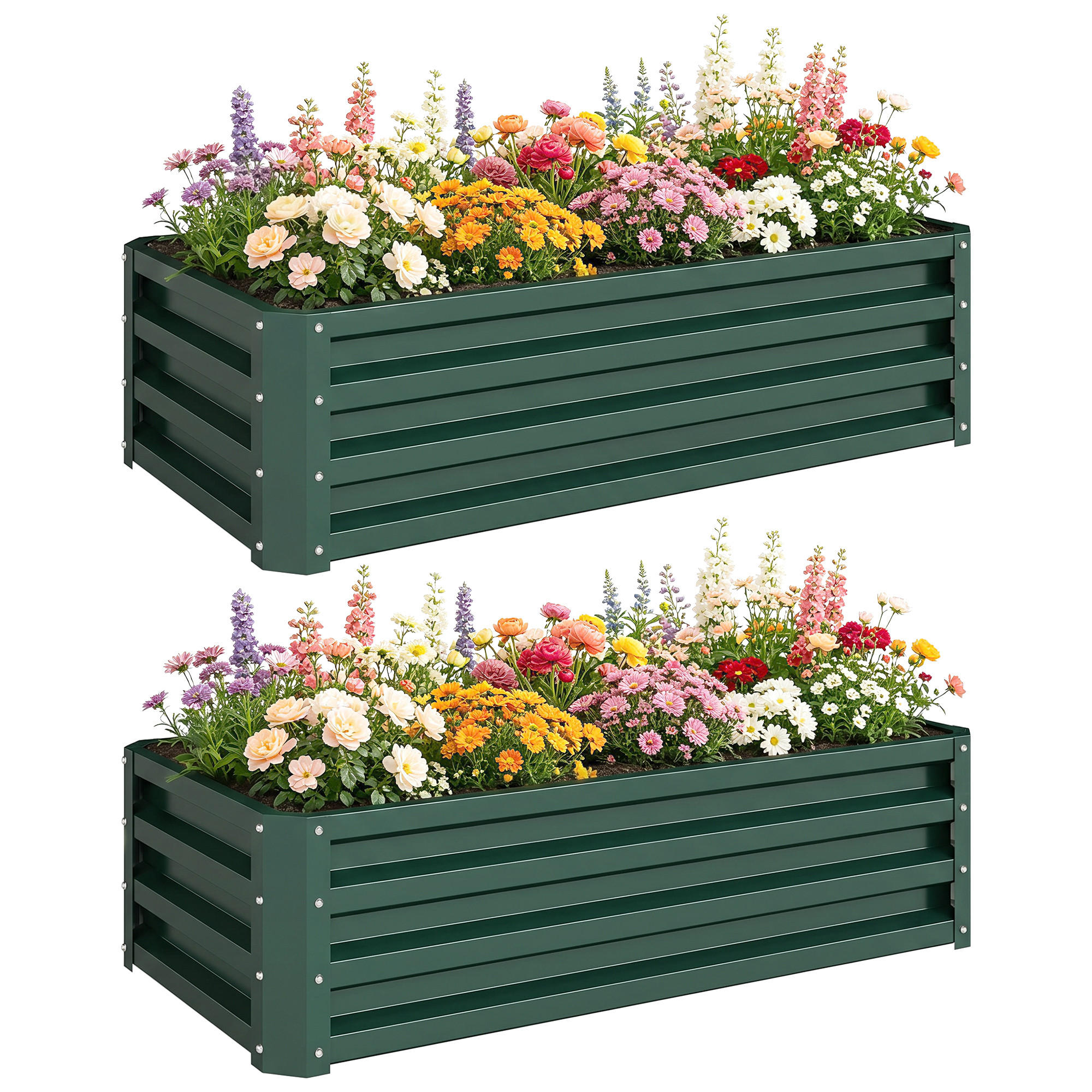 HOCHBEET DE-05348 2er-Set, Metall, offener Boden Grün - Grün, Metall (110/30/50cm) - ComfortXL