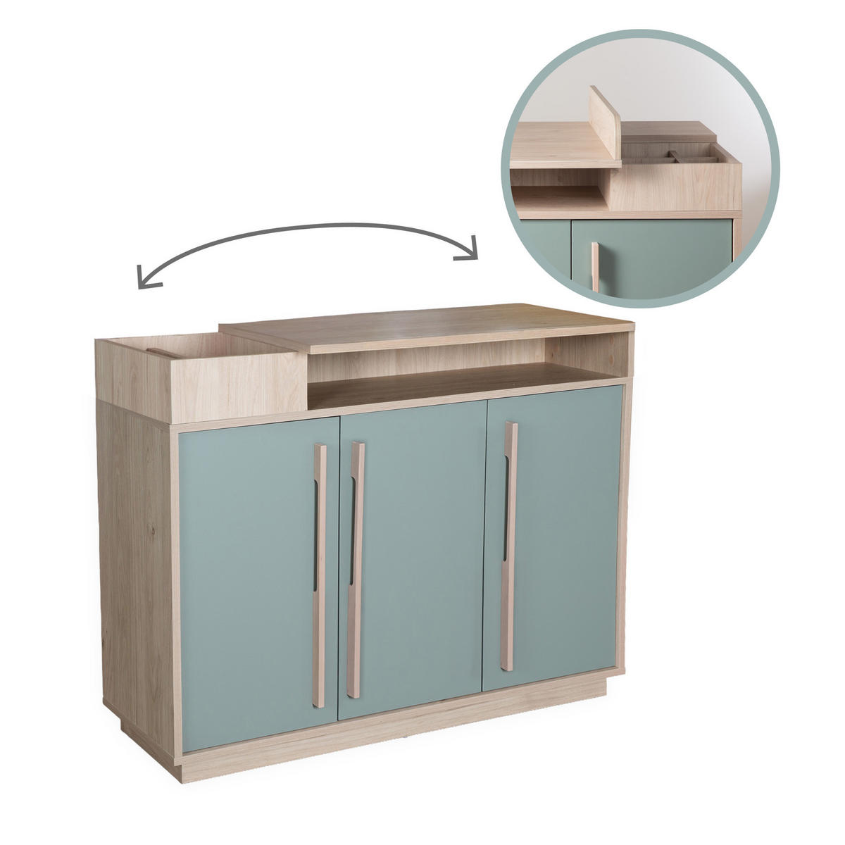 WICKELKOMMODE Selva - Grün, Holz (118/103/77cm) - Roba