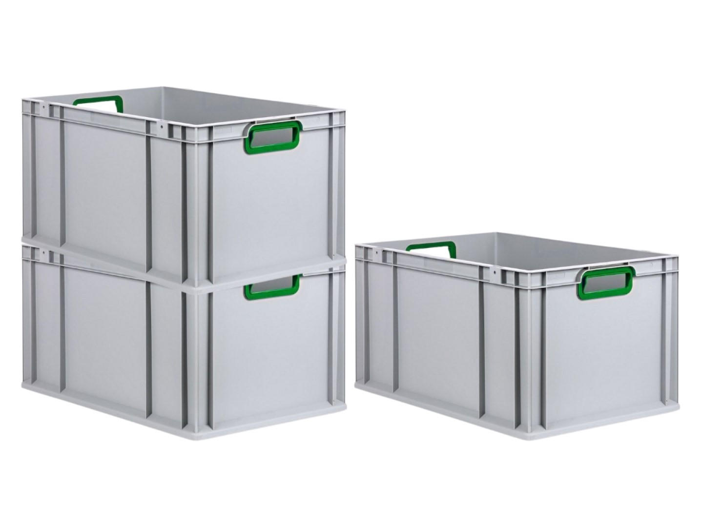 EUROBOX 3x Nextgen Color 32x40x60cm 65 Liter Griffe Grün Offen - Grün, Kunststoff (40/22/60cm) - PROREGAL
