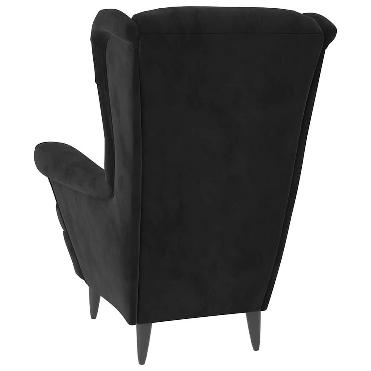 SESSEL MIT HOCKERN 81/90/96.5 cm Schwarz Samt - Schwarz, Textil (90/96.5/81cm) - vidaXL