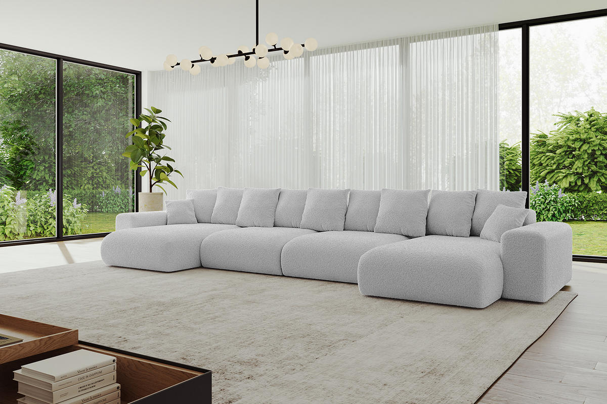 WOHNLANDSCHAFT mit Schlaffunktion ESKAR-U2-464x176x84cm Hellgrau - Anthrazit/Hellgrau, Holzwerkstoff/Kunststoff (176/72/464cm) - ALTDECOR