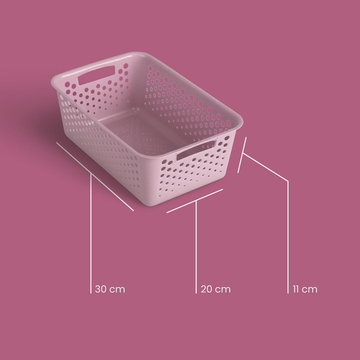 AUFBEWAHRUNGSKORB Rosa 30x20x11 cm - 1er Pack - Rosa, Kunststoff (20/11/30cm) - ProHome