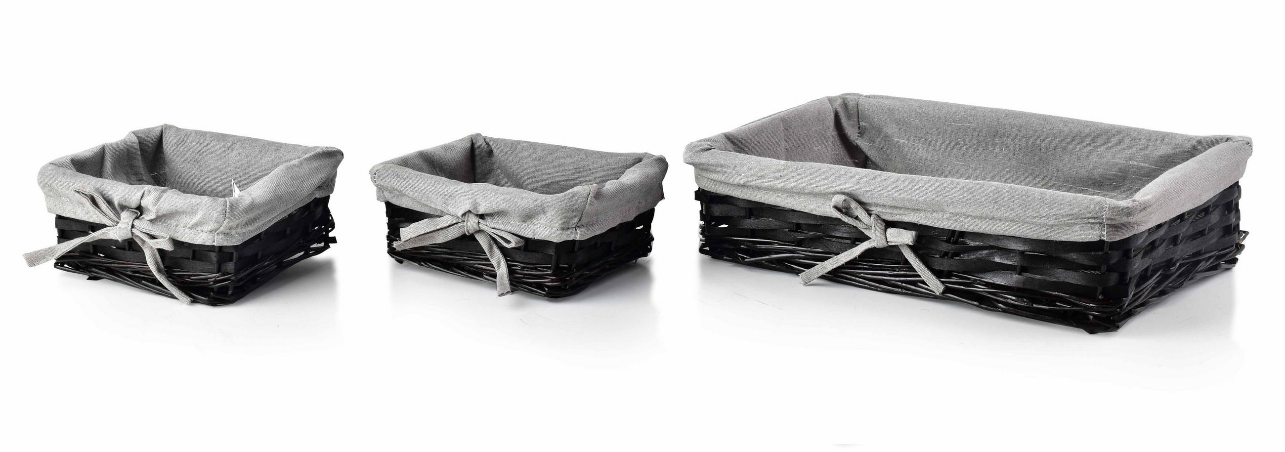 BROTKORB Will 3er Set Schwarz 24x35x8 cm Naturmaterial - Schwarz, Naturmaterialien (35/8/24cm) - Mondex