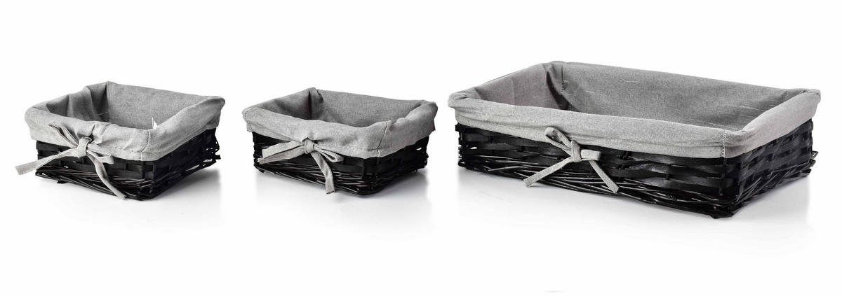 BROTKORB Will 3er Set Schwarz 24x35x8 cm Naturmaterial - Schwarz, Naturmaterialien (35/8/24cm) - Mondex