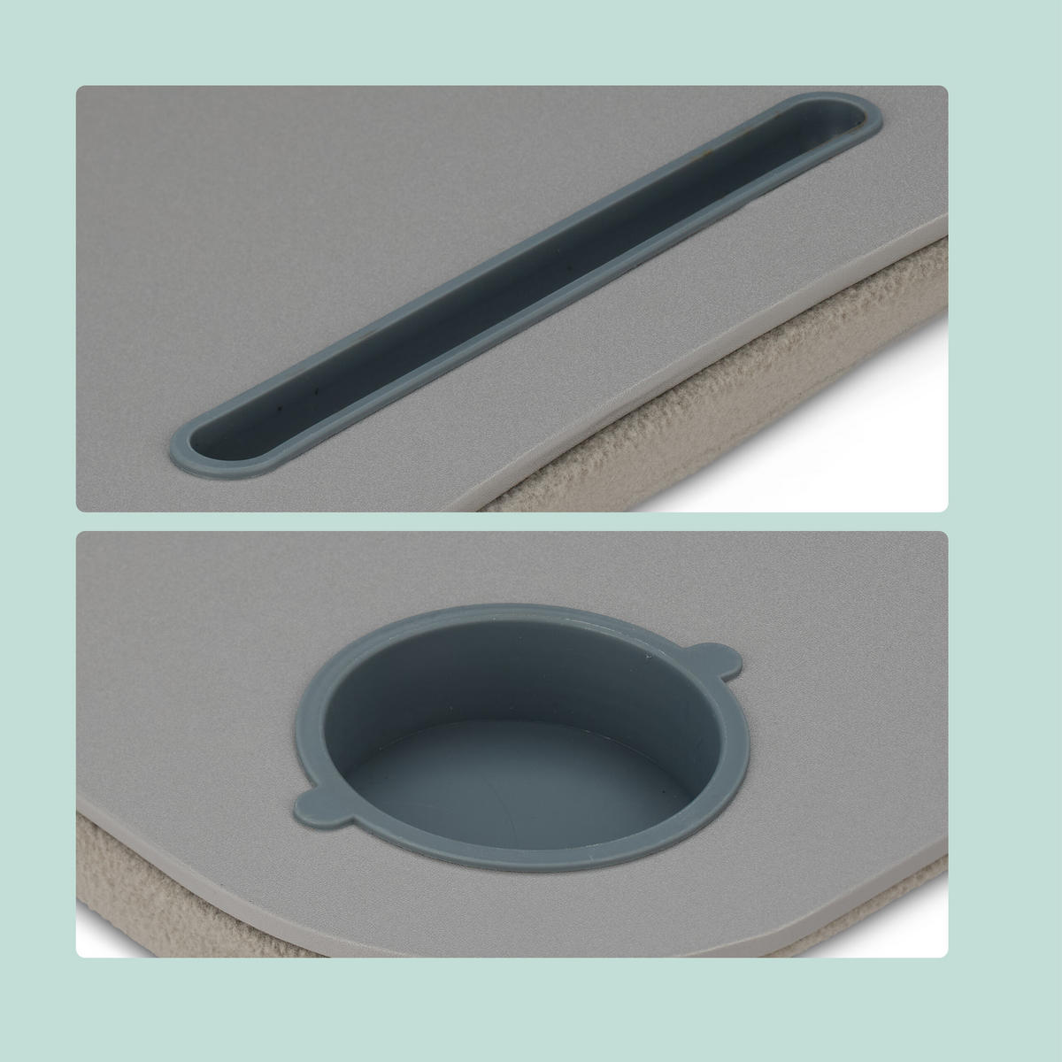 LAPTOPKISSEN Grau LED Licht Getränkehalter - Grau, Holzwerkstoff/Kunststoff (34/44/5cm) - Relaxdays