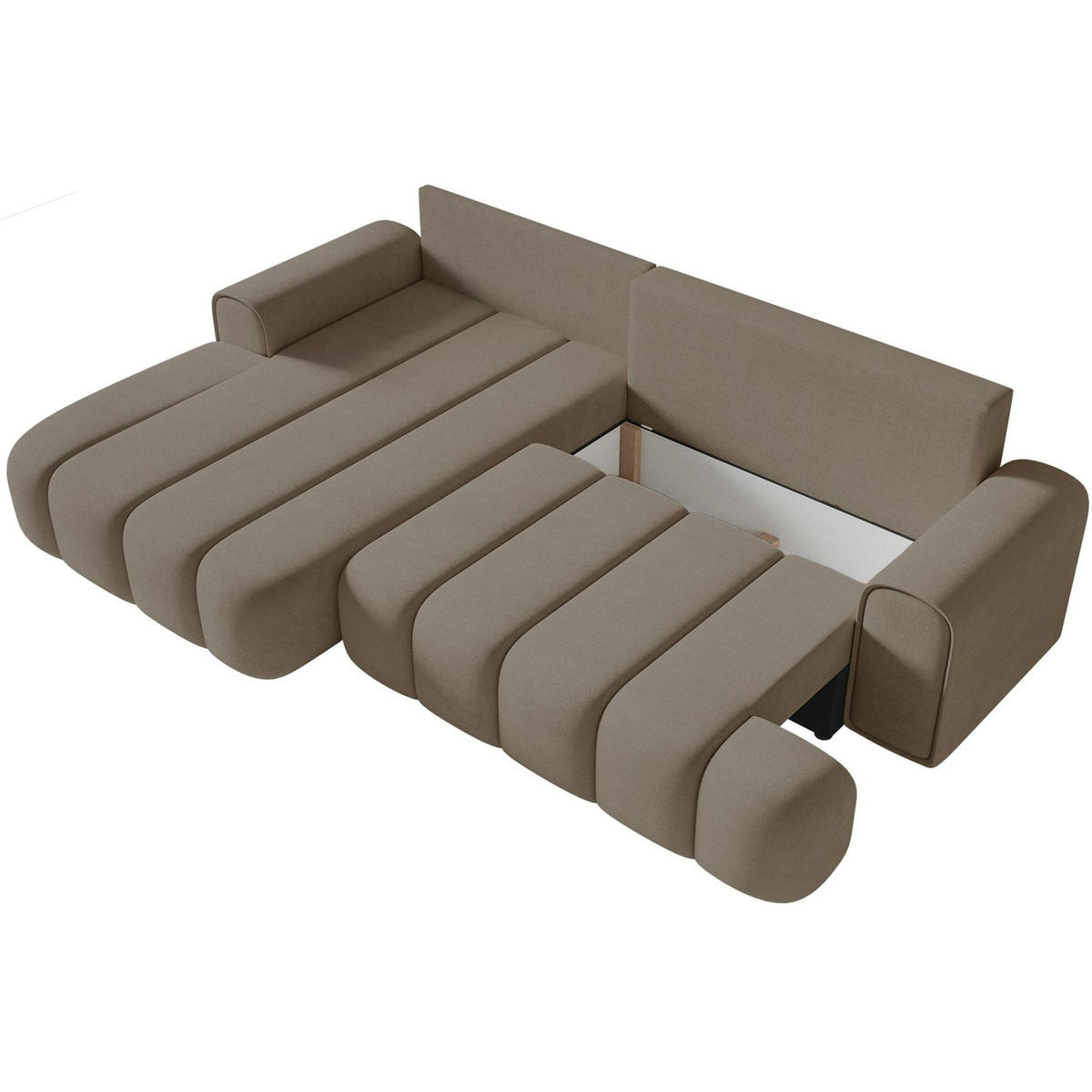 ECKSOFA Dandelino Dunkelbeige mit Samtbezug, links - Beige/Schwarz, Kunststoff/Textil (275/168cm) - Selsey